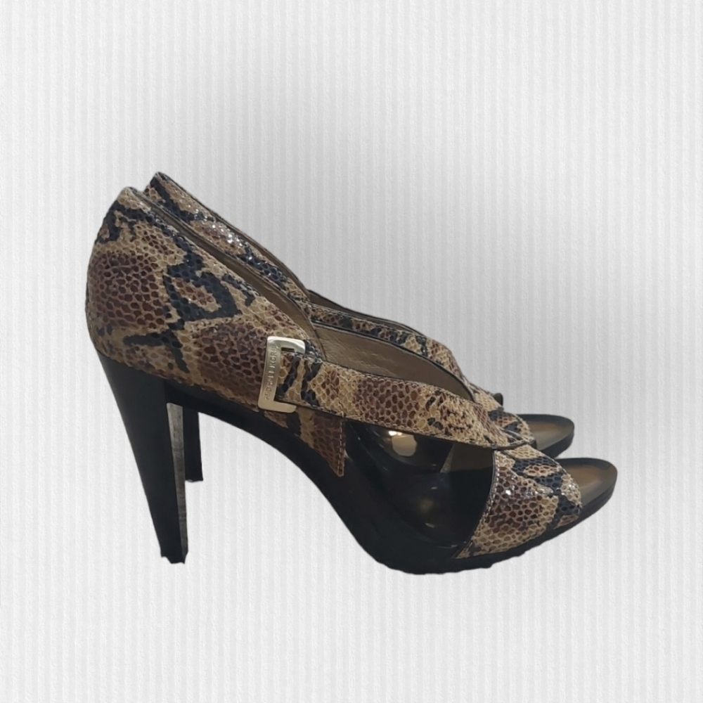 Michael Kors Strappy Brown Black Python Print Hee… - image 4